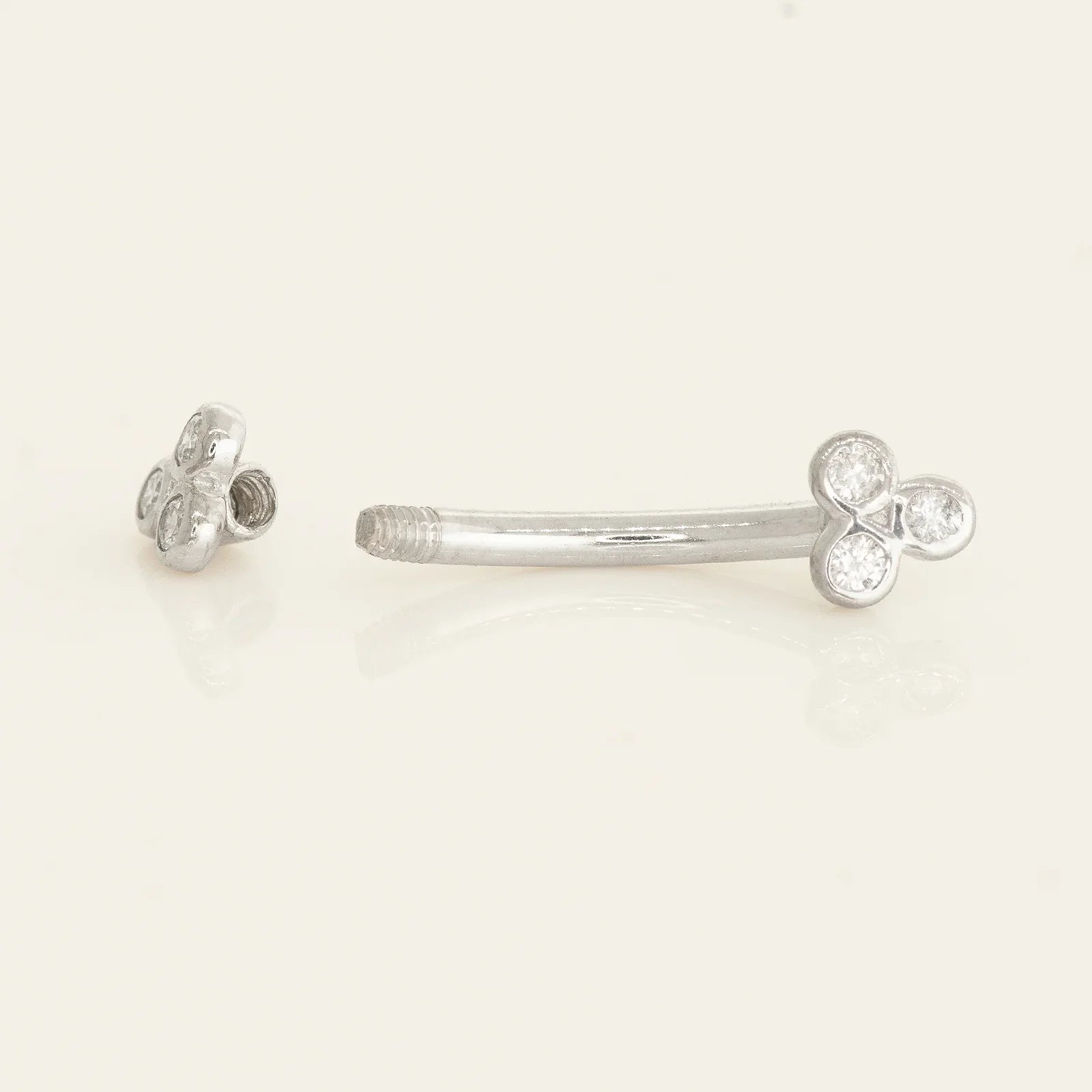 14K Solid Gold Diamond Trinity Floral Curved Barbell – Anygolds