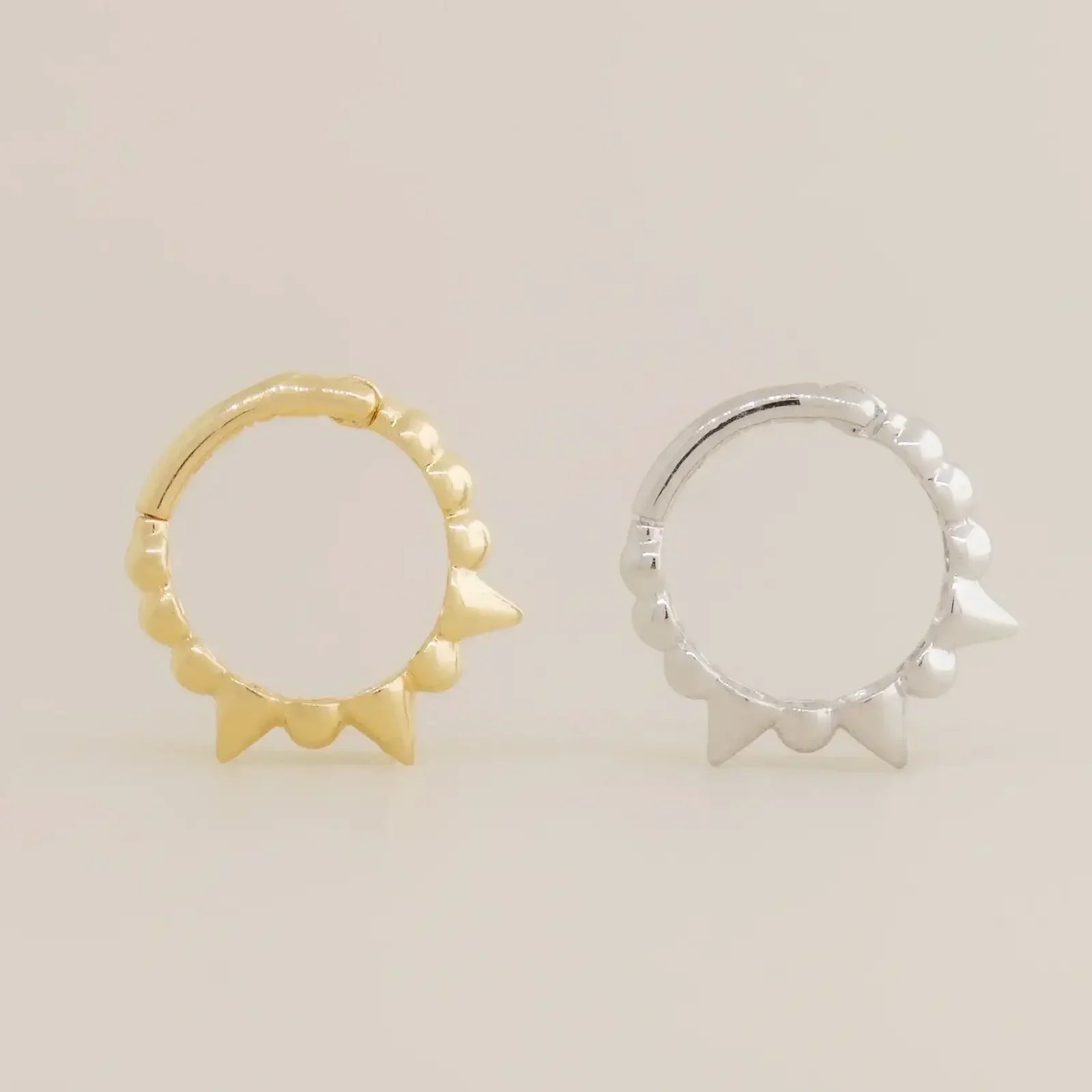 14K Solid Gold Mixed Spike Hoop – Anygolds