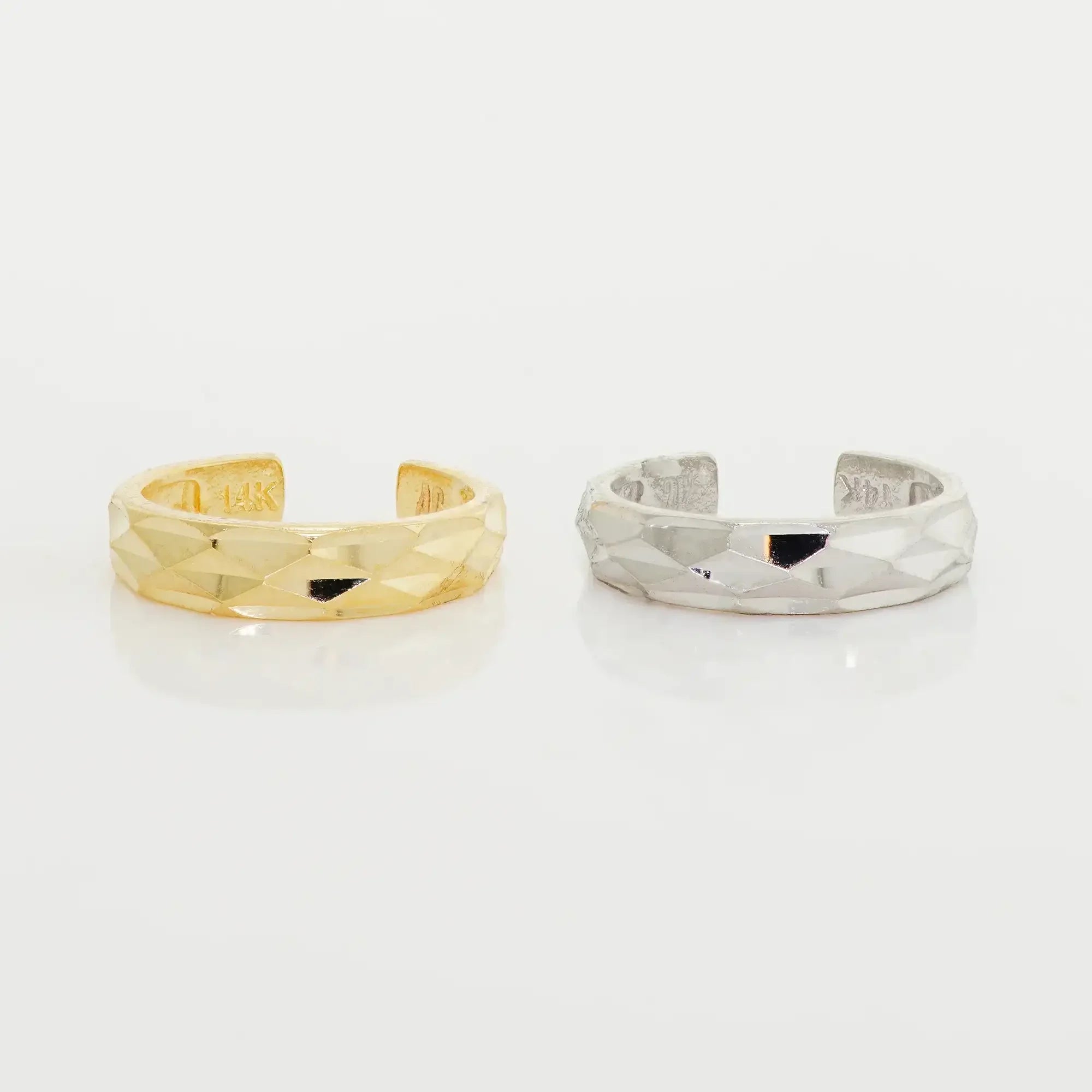 14K Solid Gold Diamond-Cut Gold Ear Cuff – Anygolds