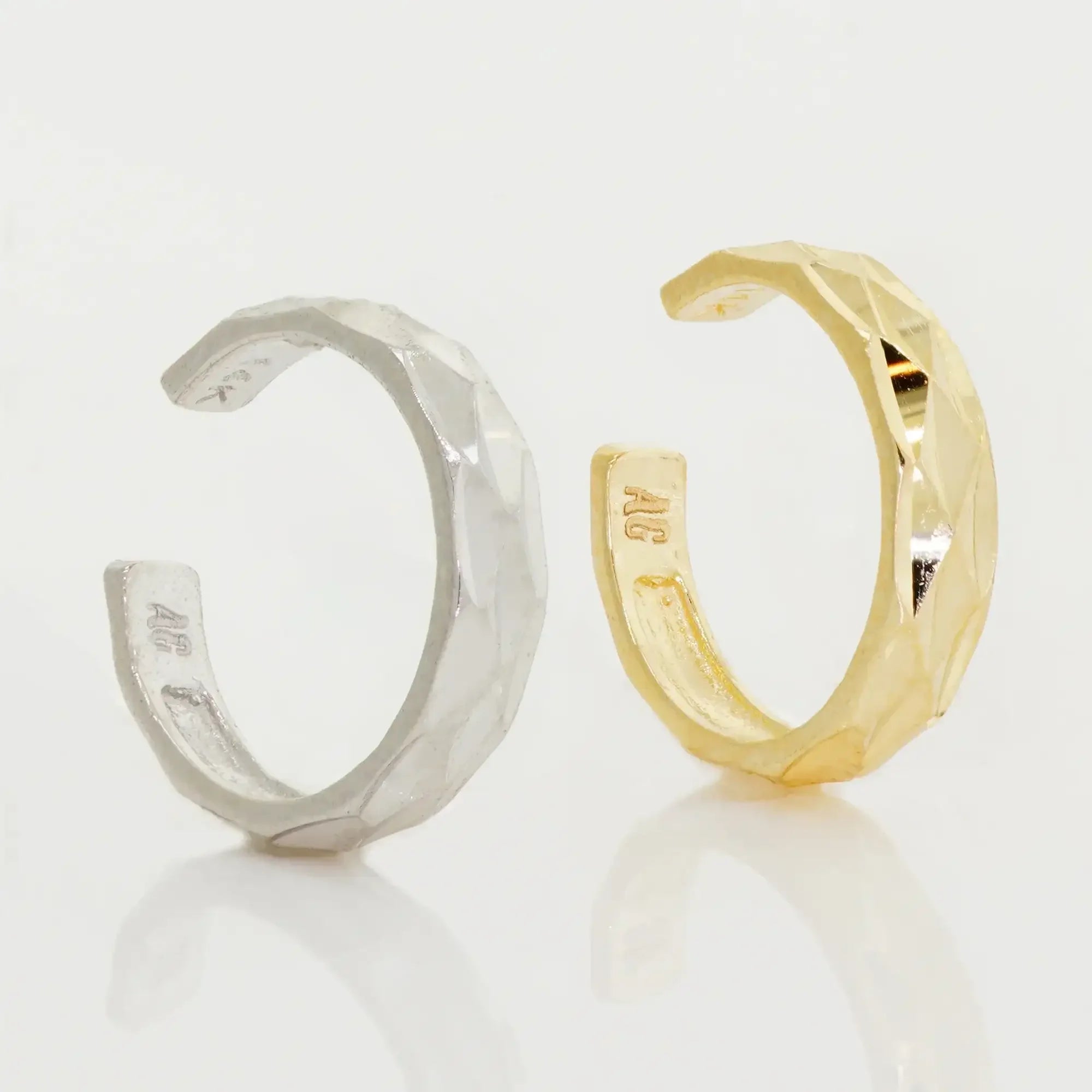 14K Solid Gold Diamond-Cut Gold Ear Cuff – Anygolds