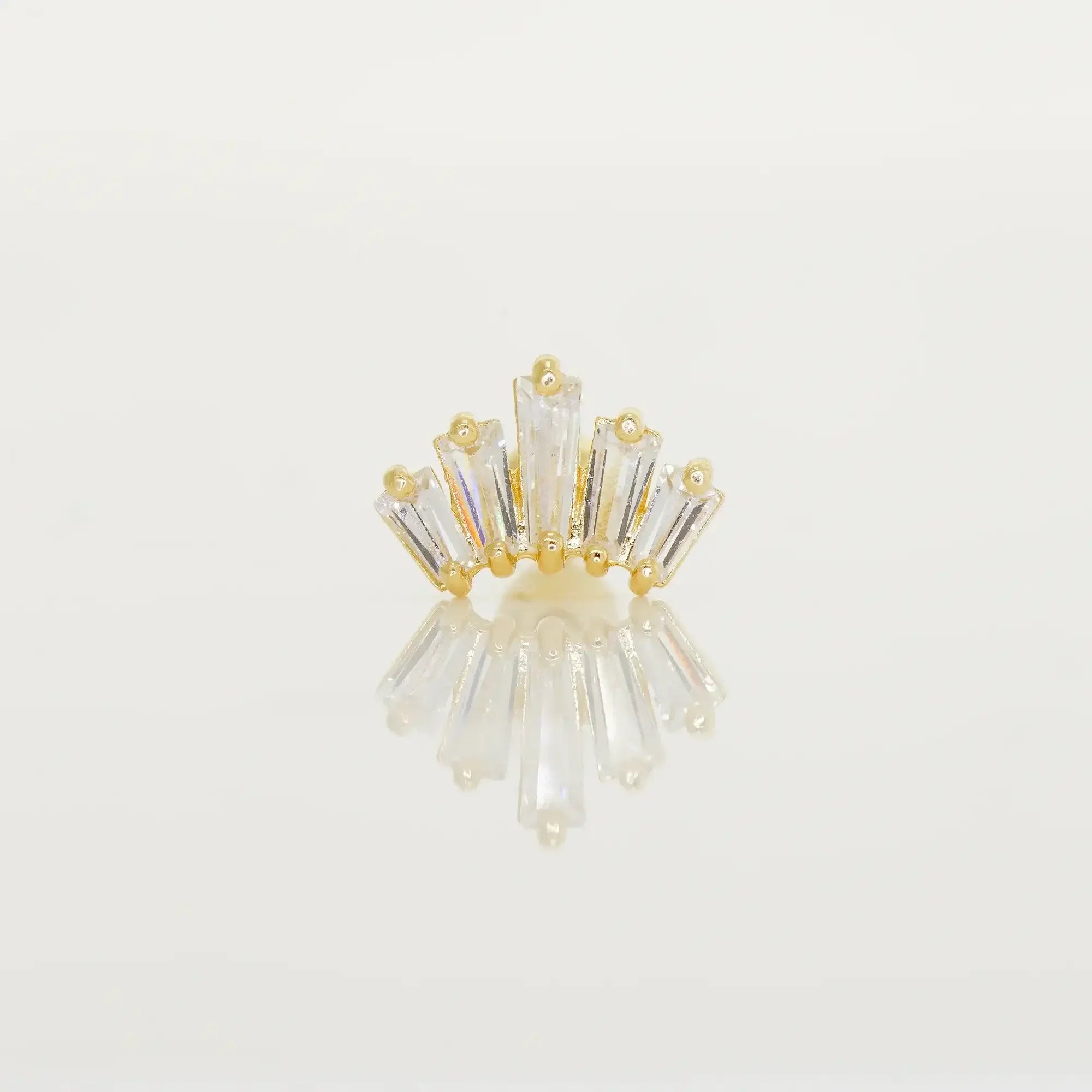 14K Solid Gold CZ Crown Stud – Anygolds