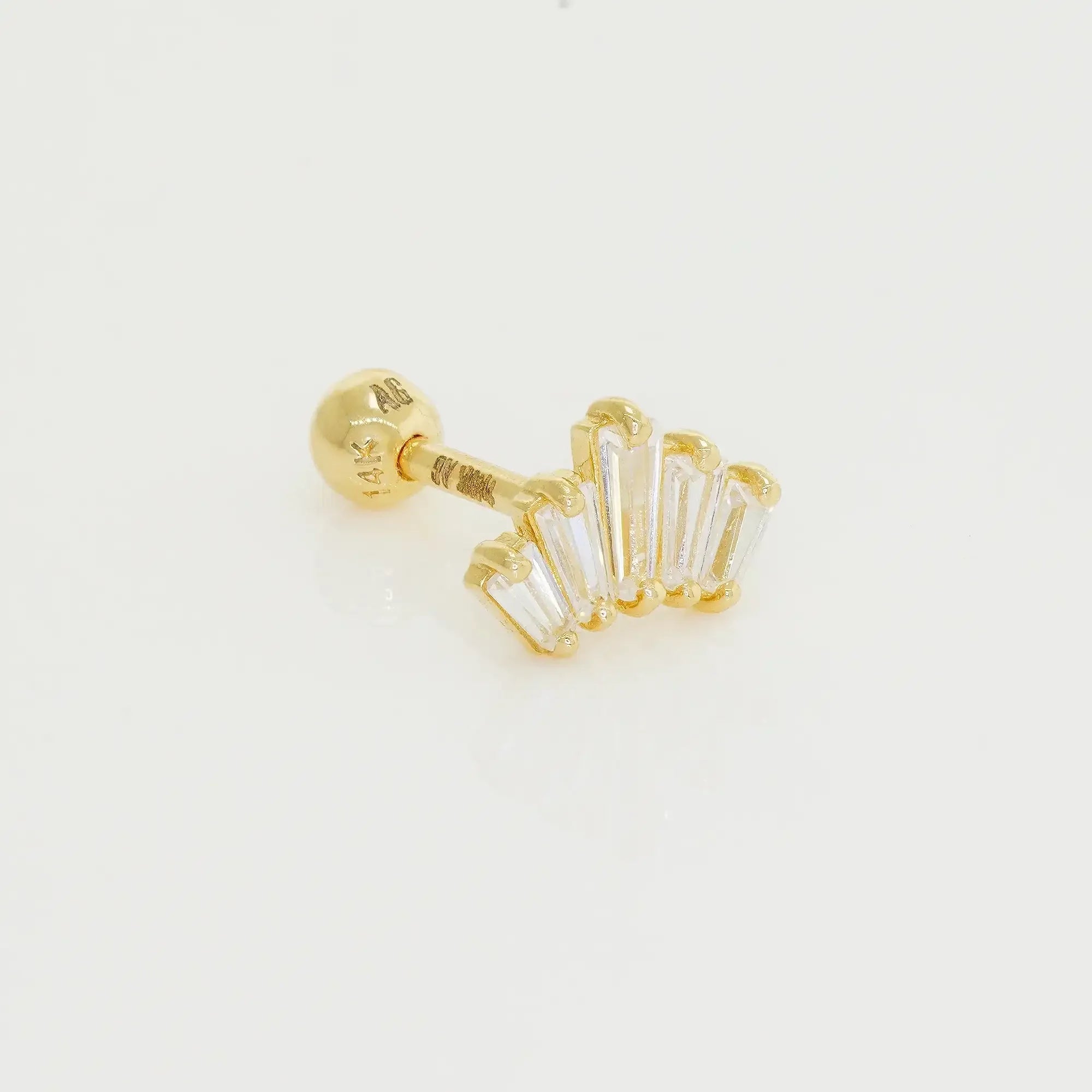 14K Solid Gold CZ Crown Stud – Anygolds
