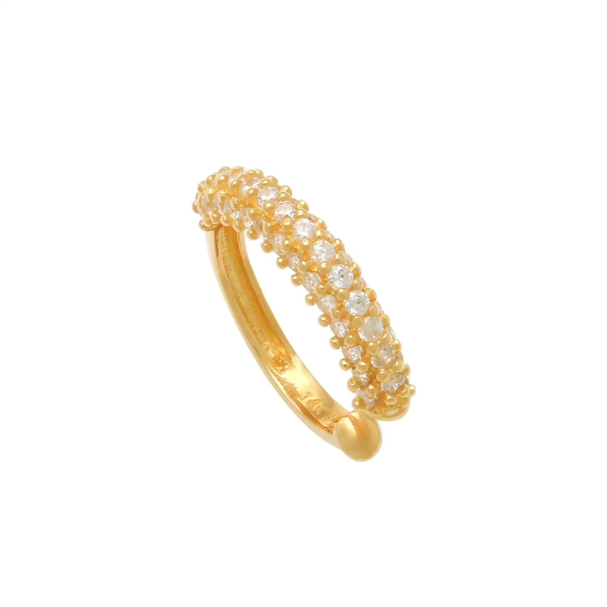 14K Solid Gold CZ Dazzling Ear Cuff – Anygolds