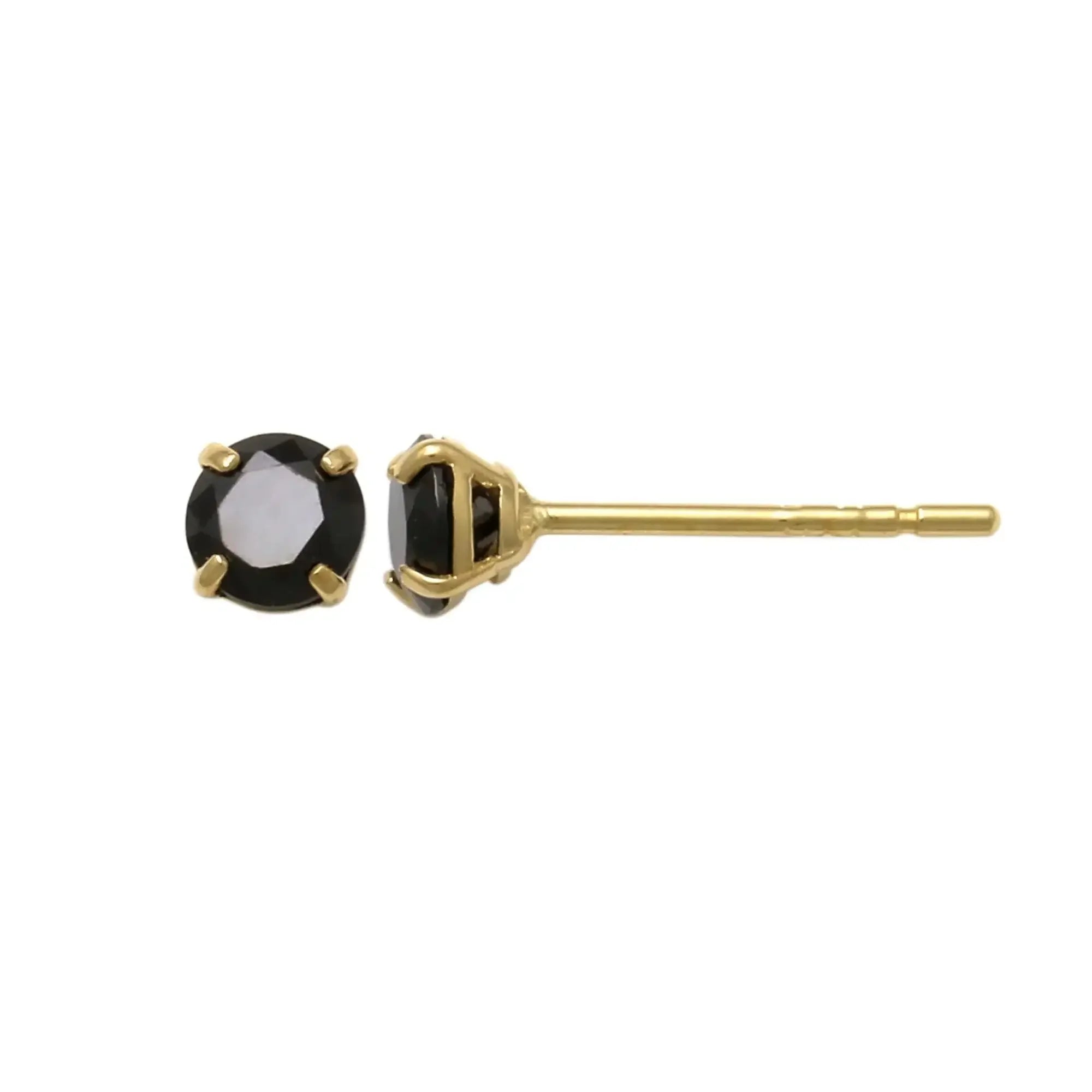 14K Solid Gold Black CZ Stud Earrings – Anygolds
