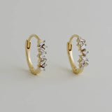 14K Solid Gold Baguette-Cut Diamond Hoop Earrings – Anygolds
