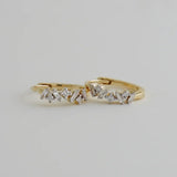 14K Solid Gold Baguette-Cut Diamond Hoop Earrings – Anygolds