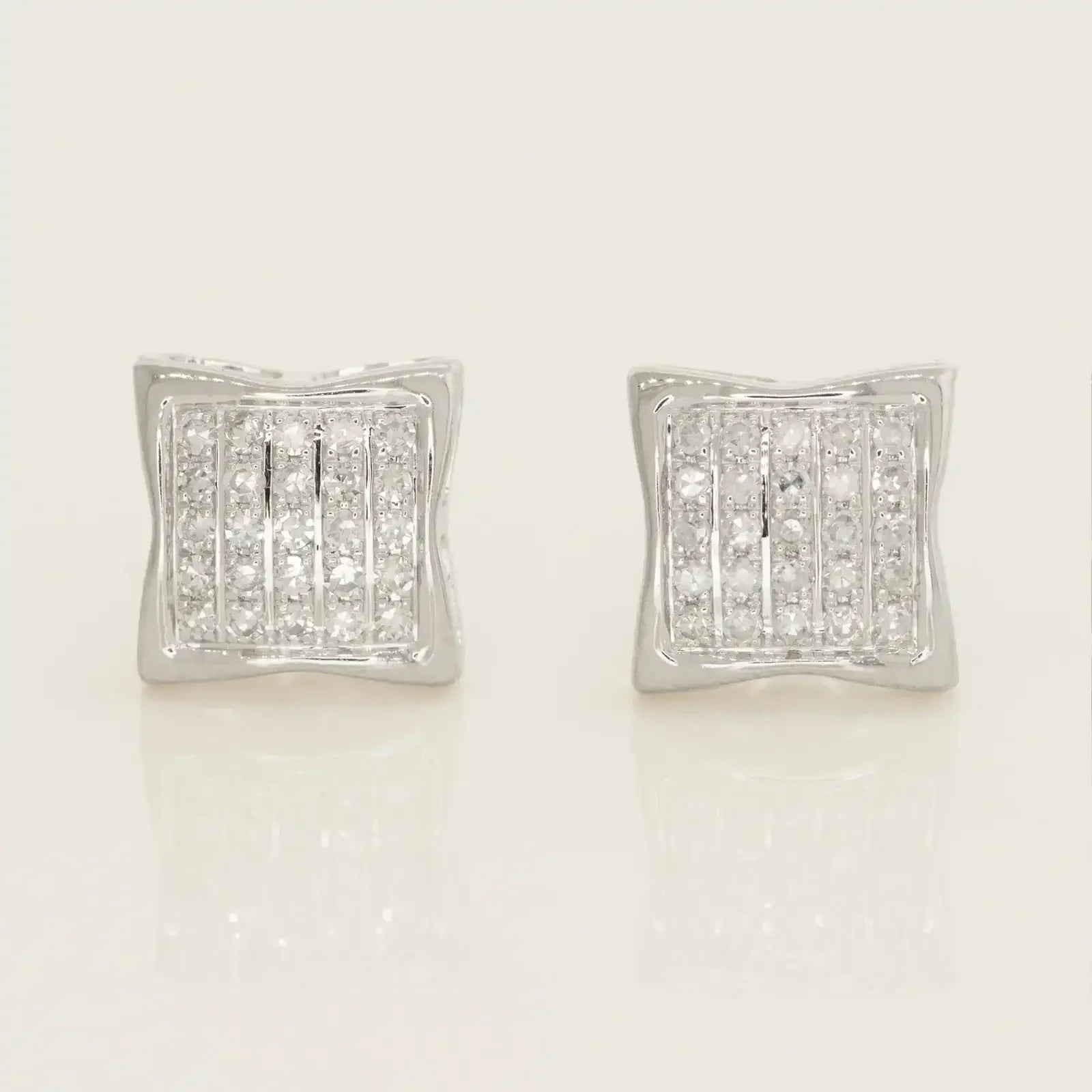 14K Solid Gold Diamond Square Stud Earrings – Anygolds