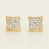 14K Solid Gold Diamond Square Stud Earrings – Anygolds