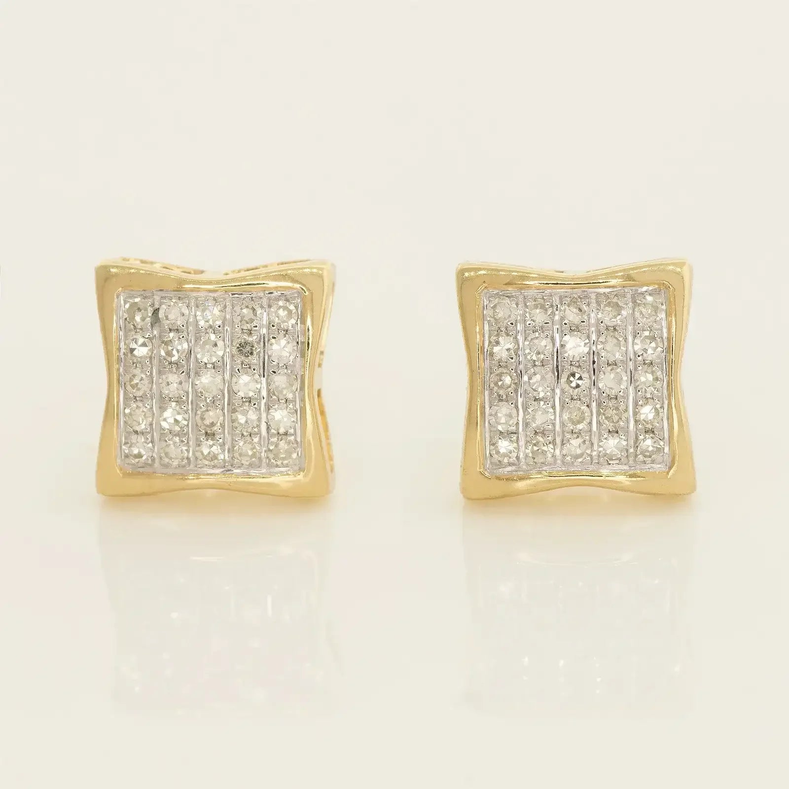 14K Solid Gold Diamond Square Stud Earrings – Anygolds