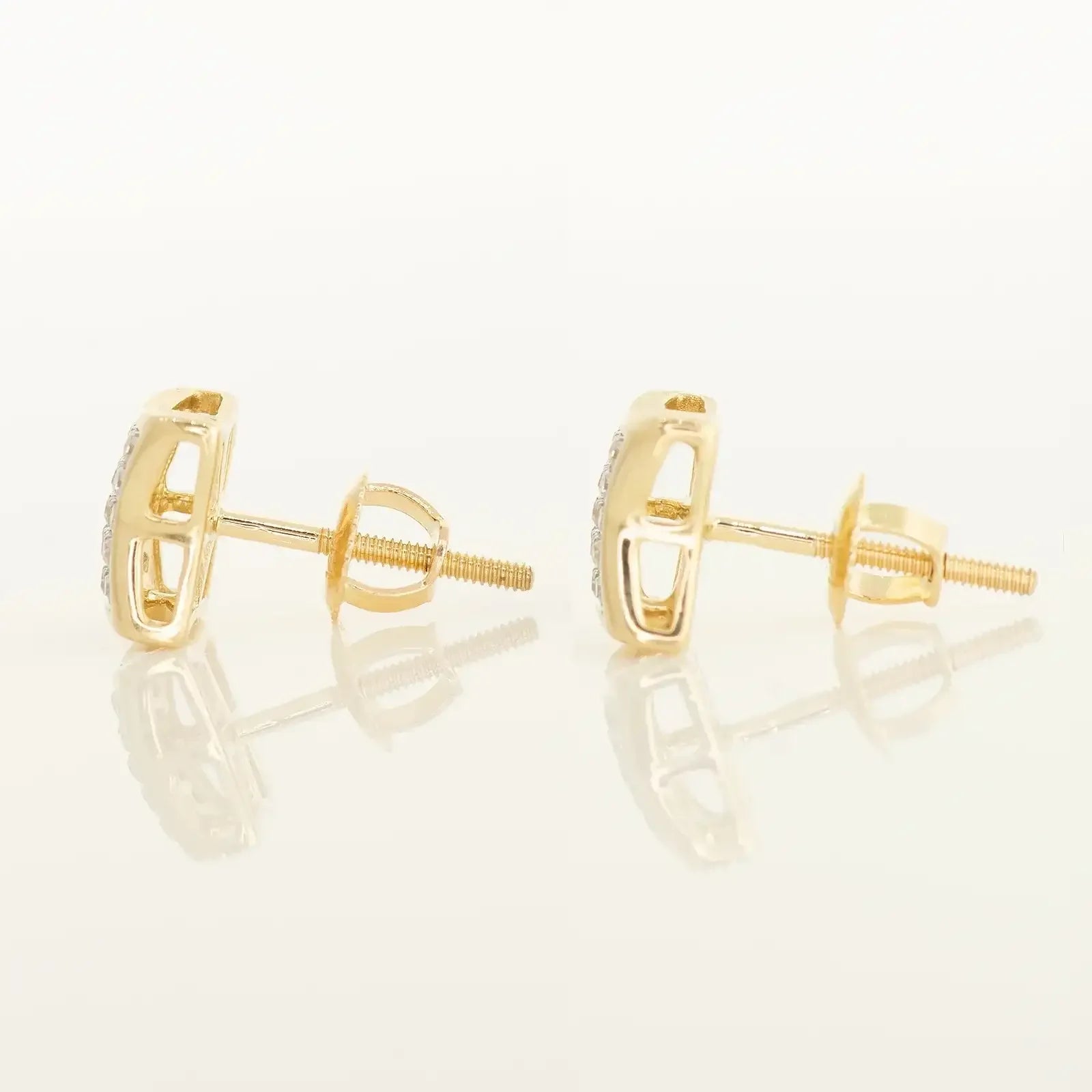 14K Solid Gold Diamond Square Stud Earrings – Anygolds