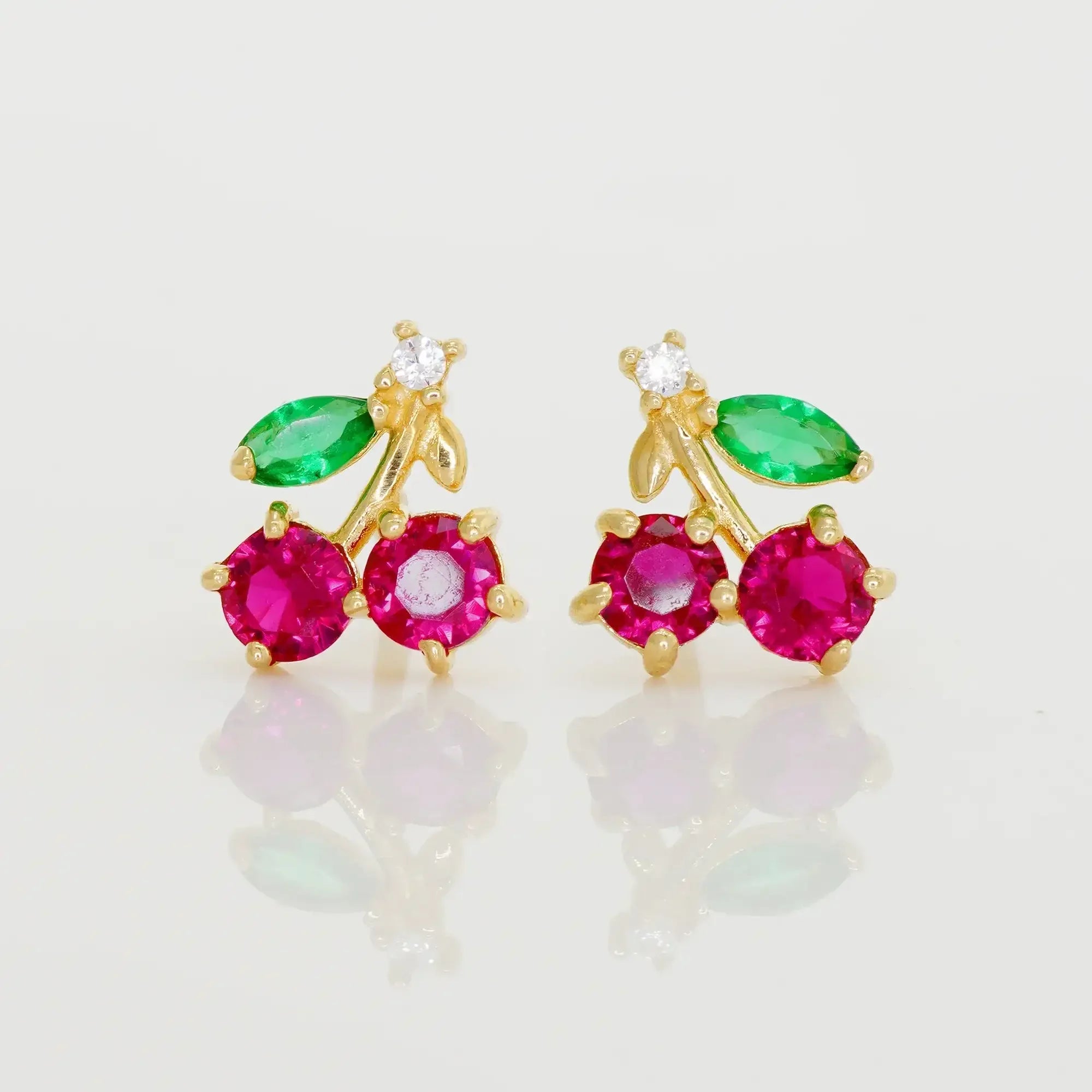 14K Solid Gold Marquise Cherry Stud Earrings – Anygolds