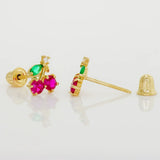 14K Solid Gold Marquise Cherry Stud Earrings – Anygolds