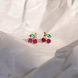 14K Solid Gold Marquise Cherry Stud Earrings – Anygolds