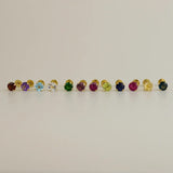 14K Solid Gold Color Stone Round Stud Earrings – Anygolds
