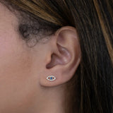 14K Solid Gold Blue Evil Eye Stud Earrings – Anygolds