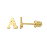 14K Solid Gold Initial Letter Stud Earrings – Anygolds