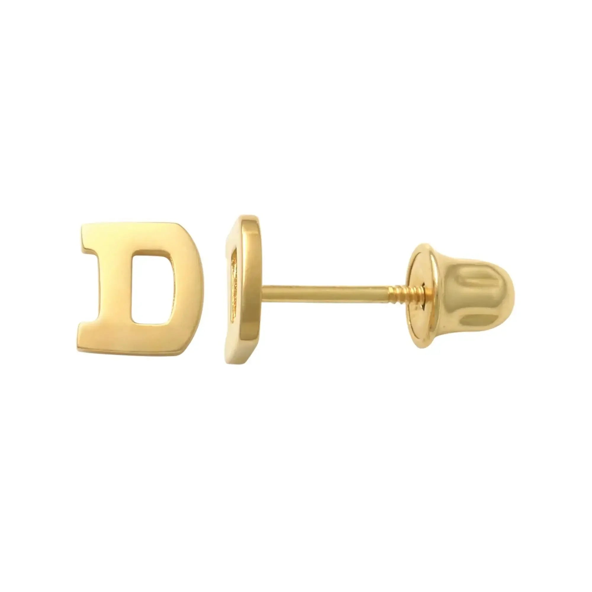 14K Solid Gold Initial Letter Stud Earrings – Anygolds