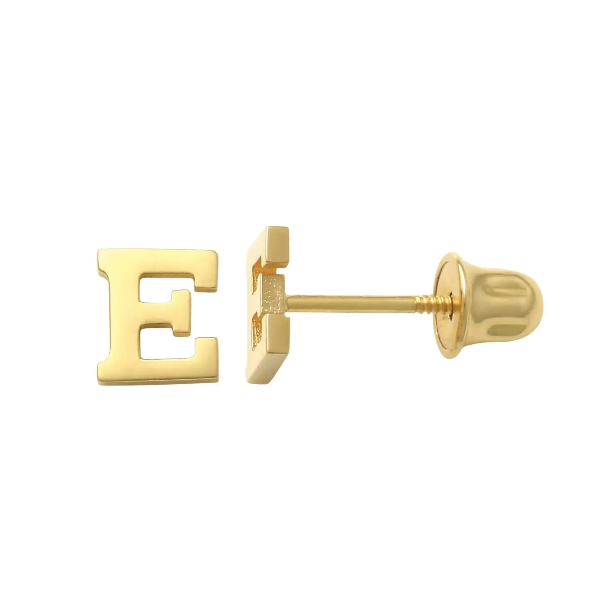 14K Solid Gold Initial Letter Stud Earrings – Anygolds