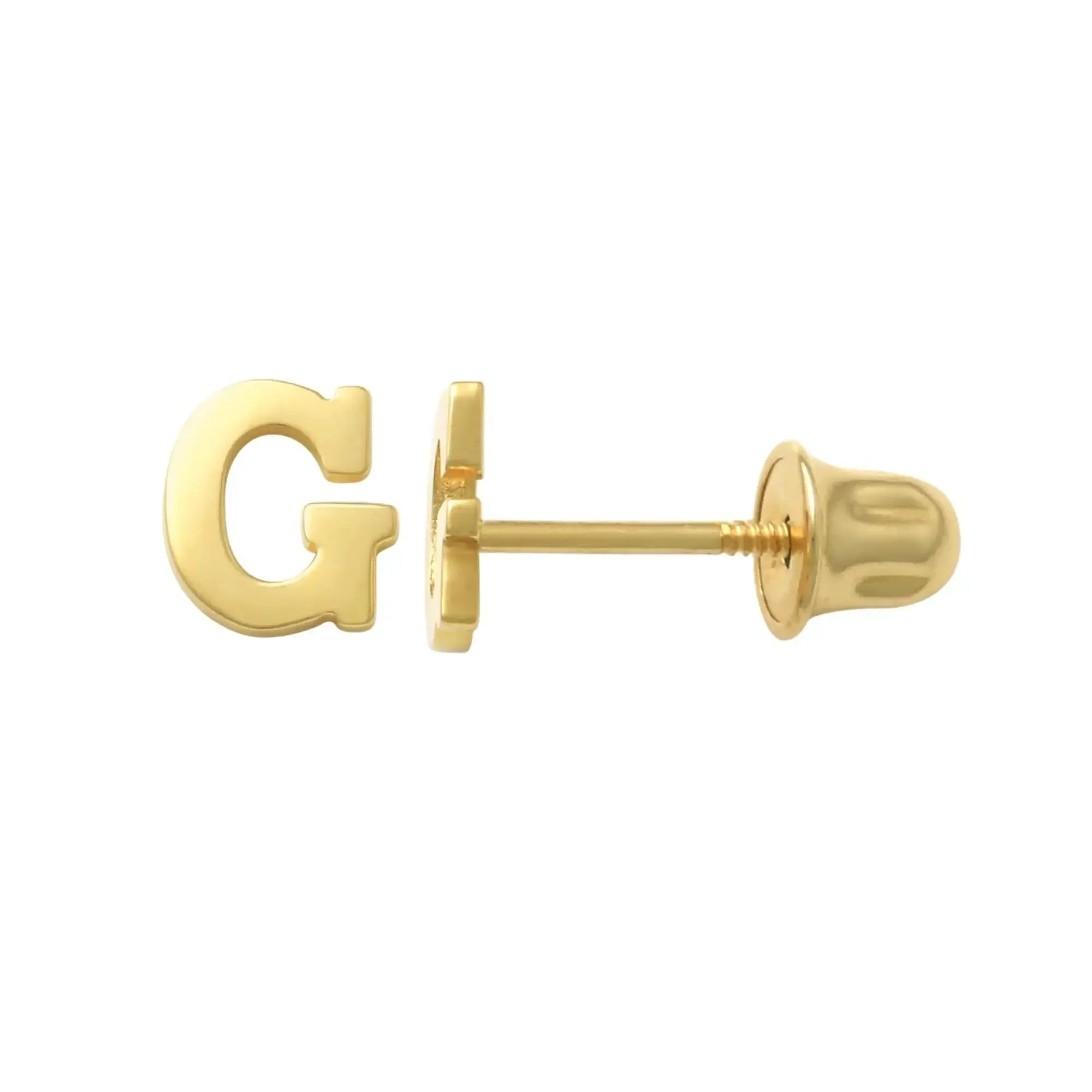 14K Solid Gold Initial Letter Stud Earrings – Anygolds