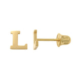 14K Solid Gold Initial Letter Stud Earrings – Anygolds