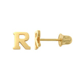 14K Solid Gold Initial Letter Stud Earrings – Anygolds