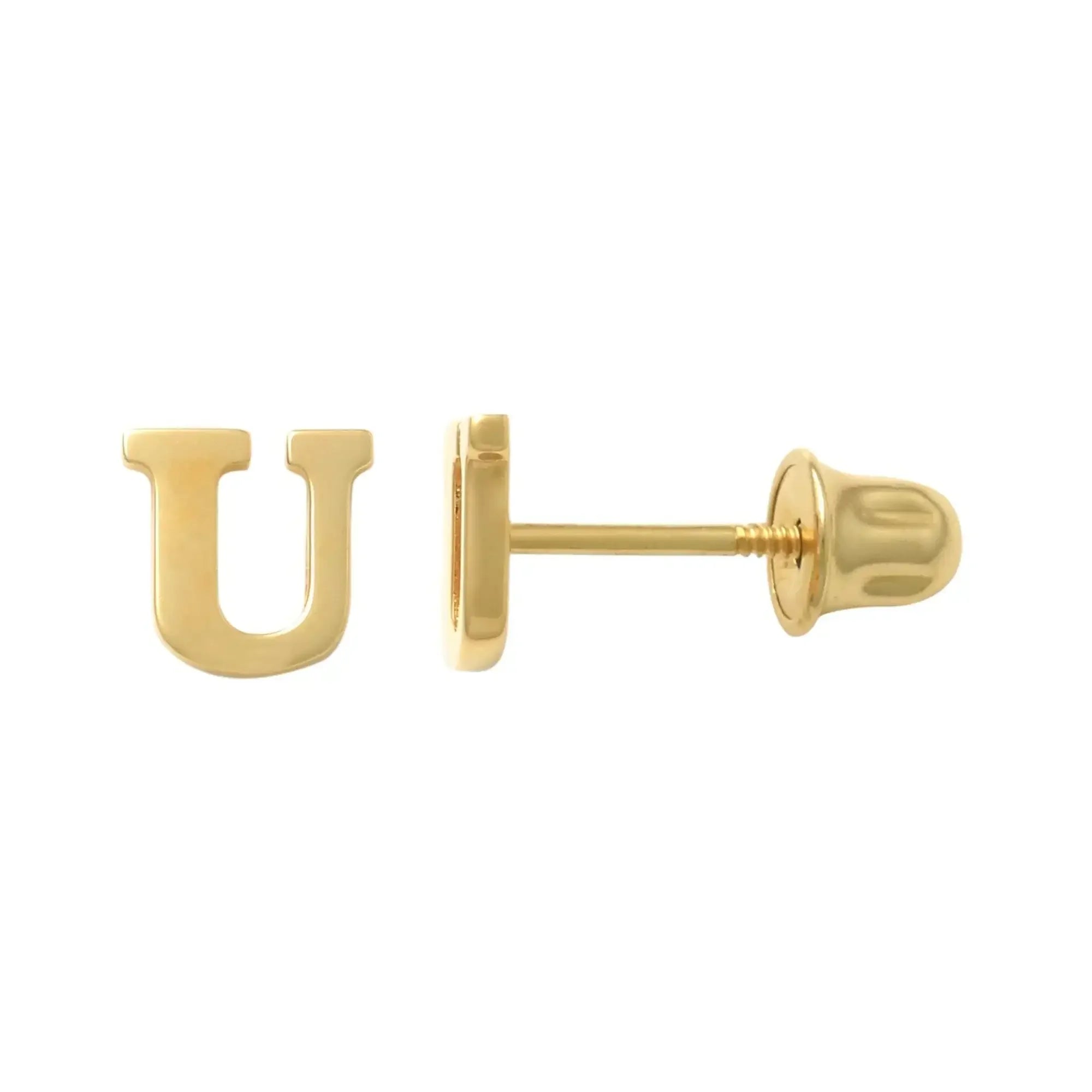 14K Solid Gold Initial Letter Stud Earrings – Anygolds