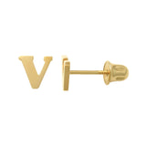 14K Solid Gold Initial Letter Stud Earrings – Anygolds