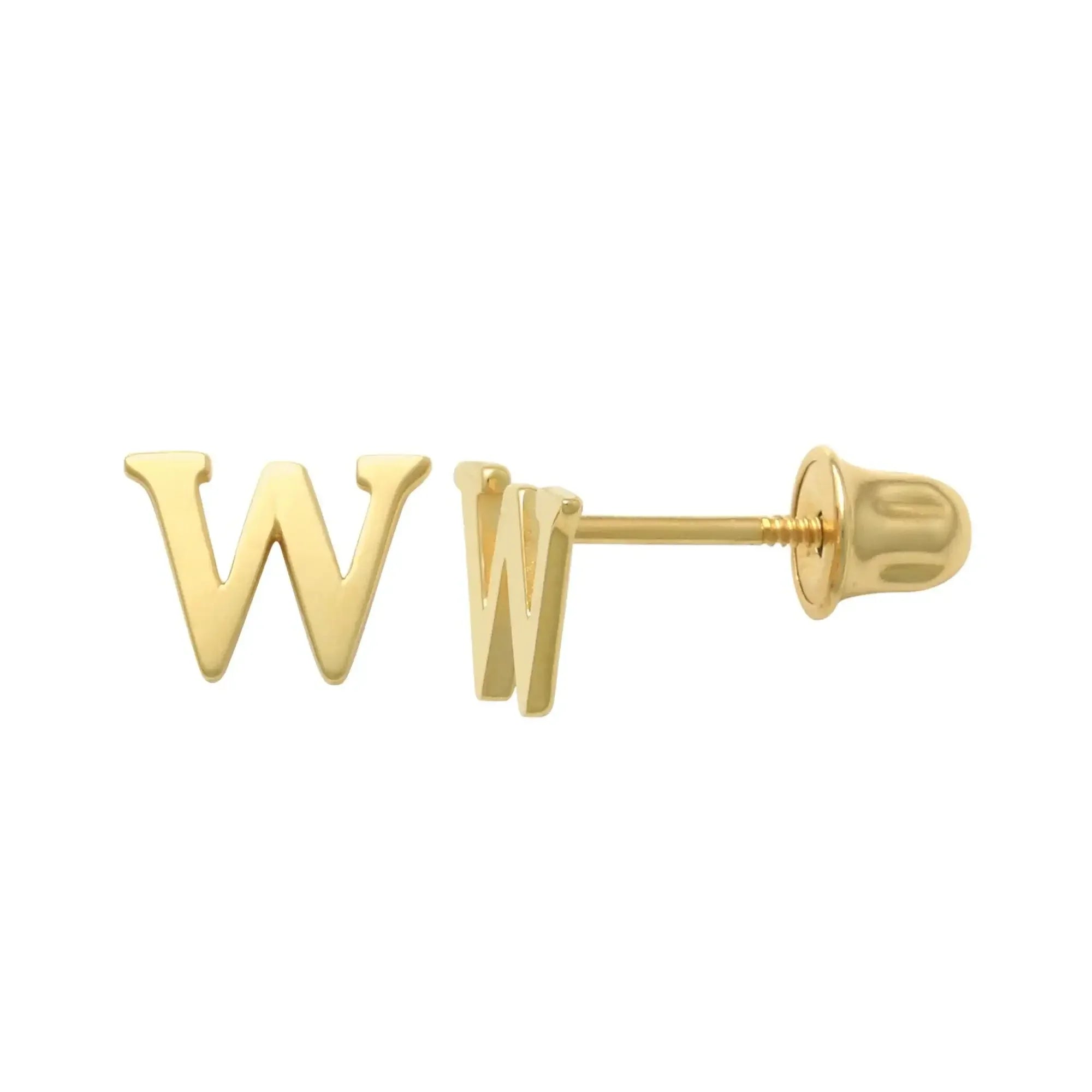 14K Solid Gold Initial Letter Stud Earrings – Anygolds