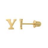 14K Solid Gold Initial Letter Stud Earrings – Anygolds