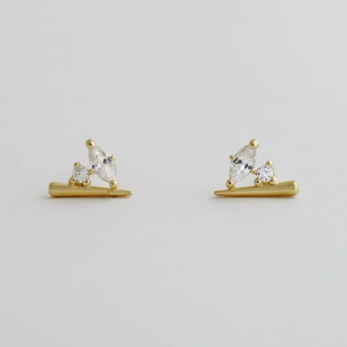 14K Solid Gold Marquise Cluster Stud Earrings – Anygolds