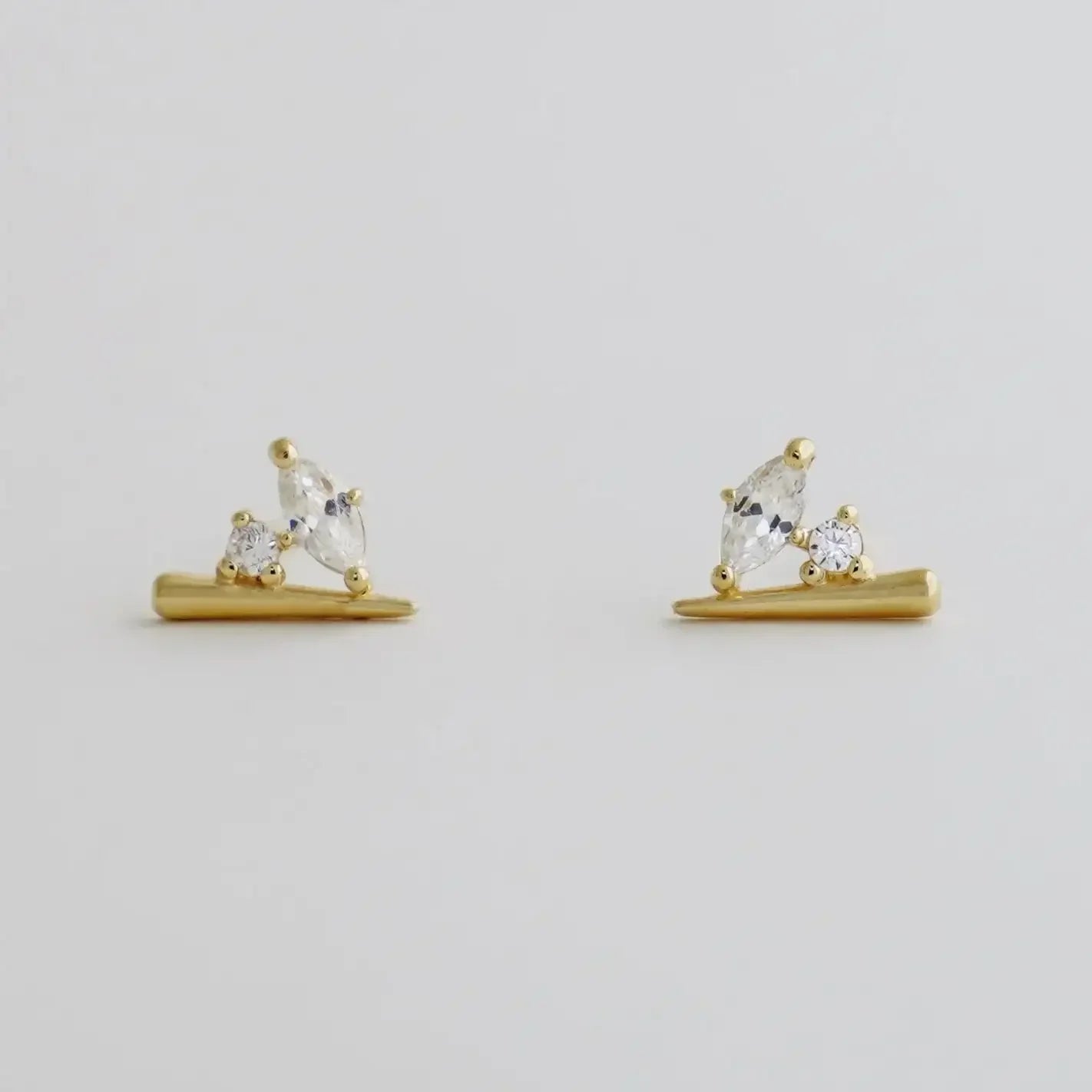 14K Solid Gold Marquise Cluster Stud Earrings – Anygolds