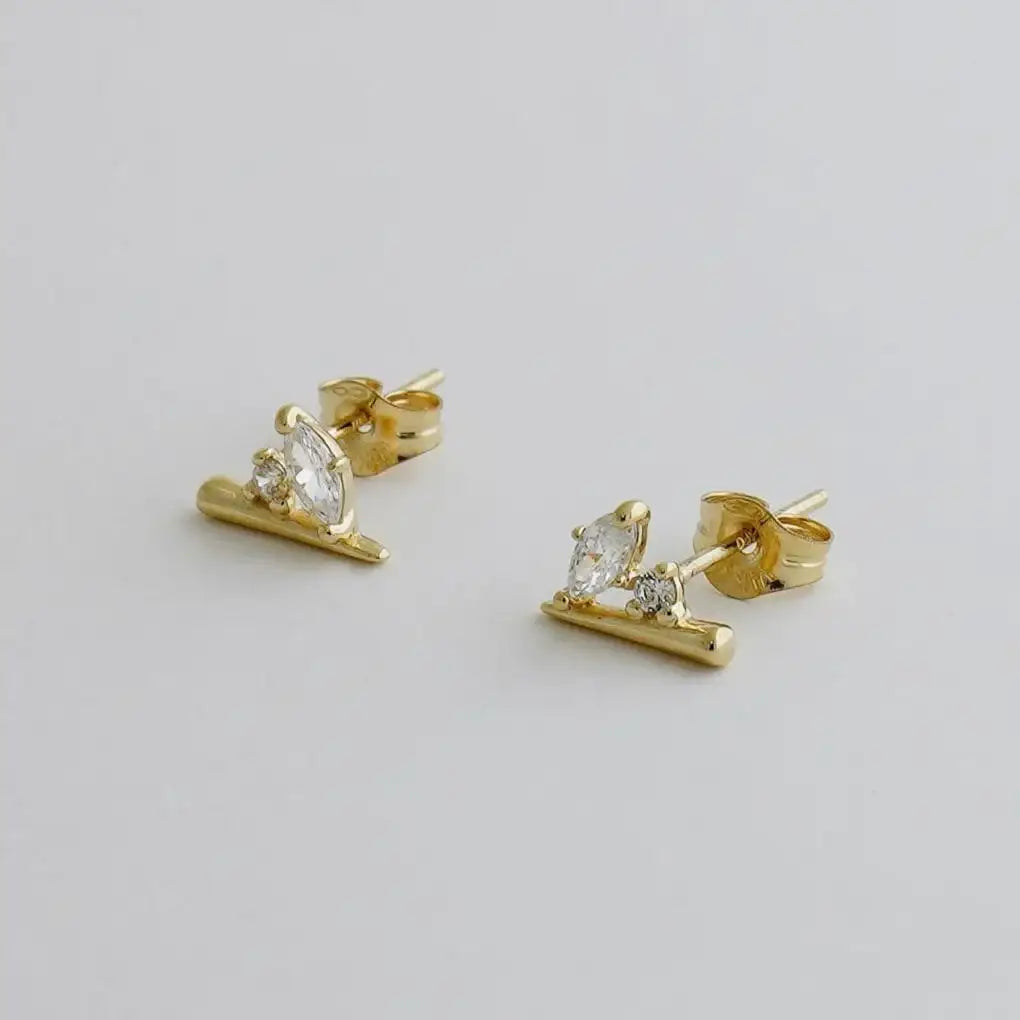 14K Solid Gold Marquise Cluster Stud Earrings – Anygolds