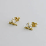 14K Solid Gold Marquise Cluster Stud Earrings – Anygolds