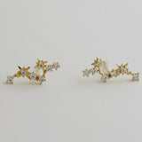 14K Solid Gold Star Climber Stud Earrings – Anygolds