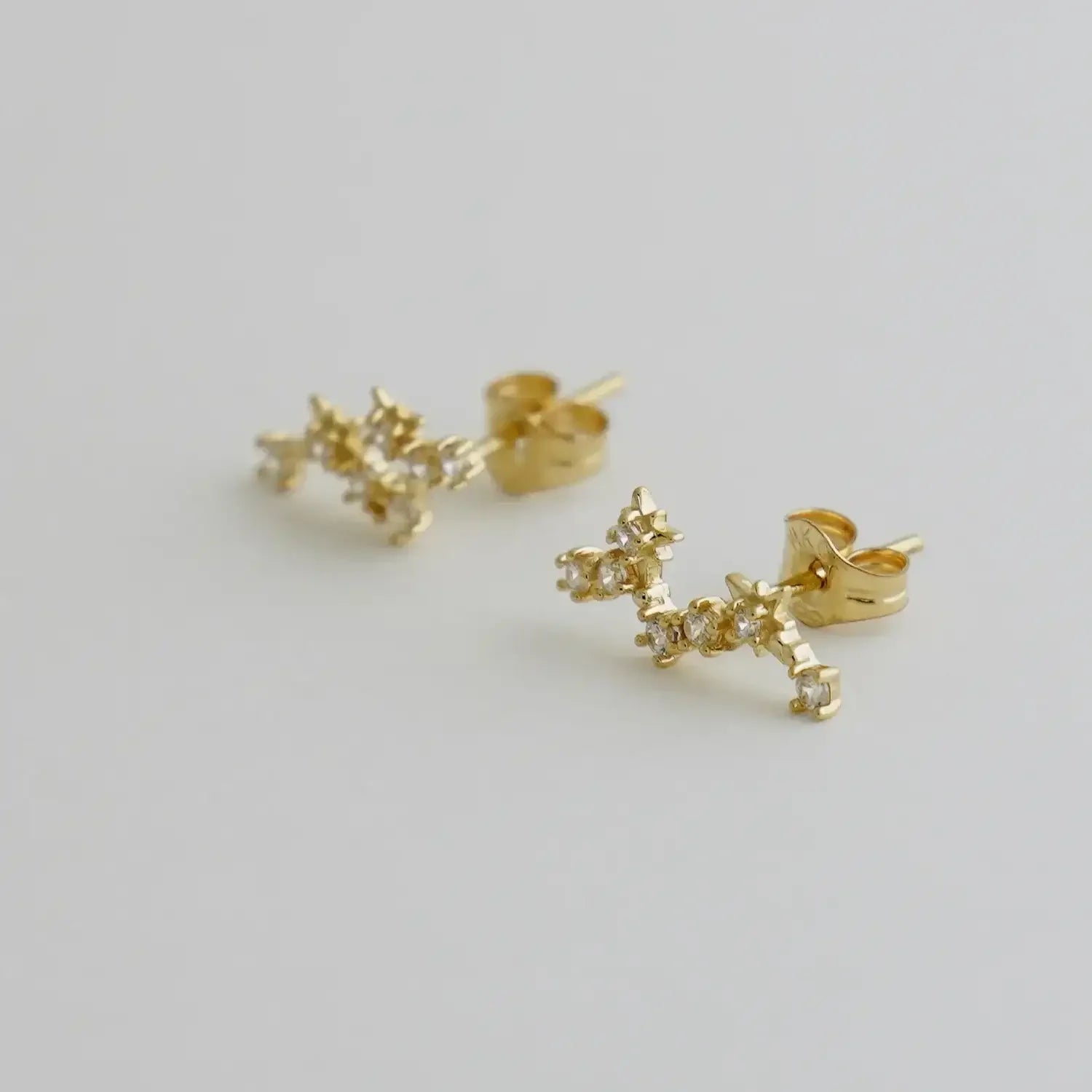 14K Solid Gold Star Climber Stud Earrings – Anygolds