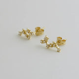14K Solid Gold Star Climber Stud Earrings – Anygolds