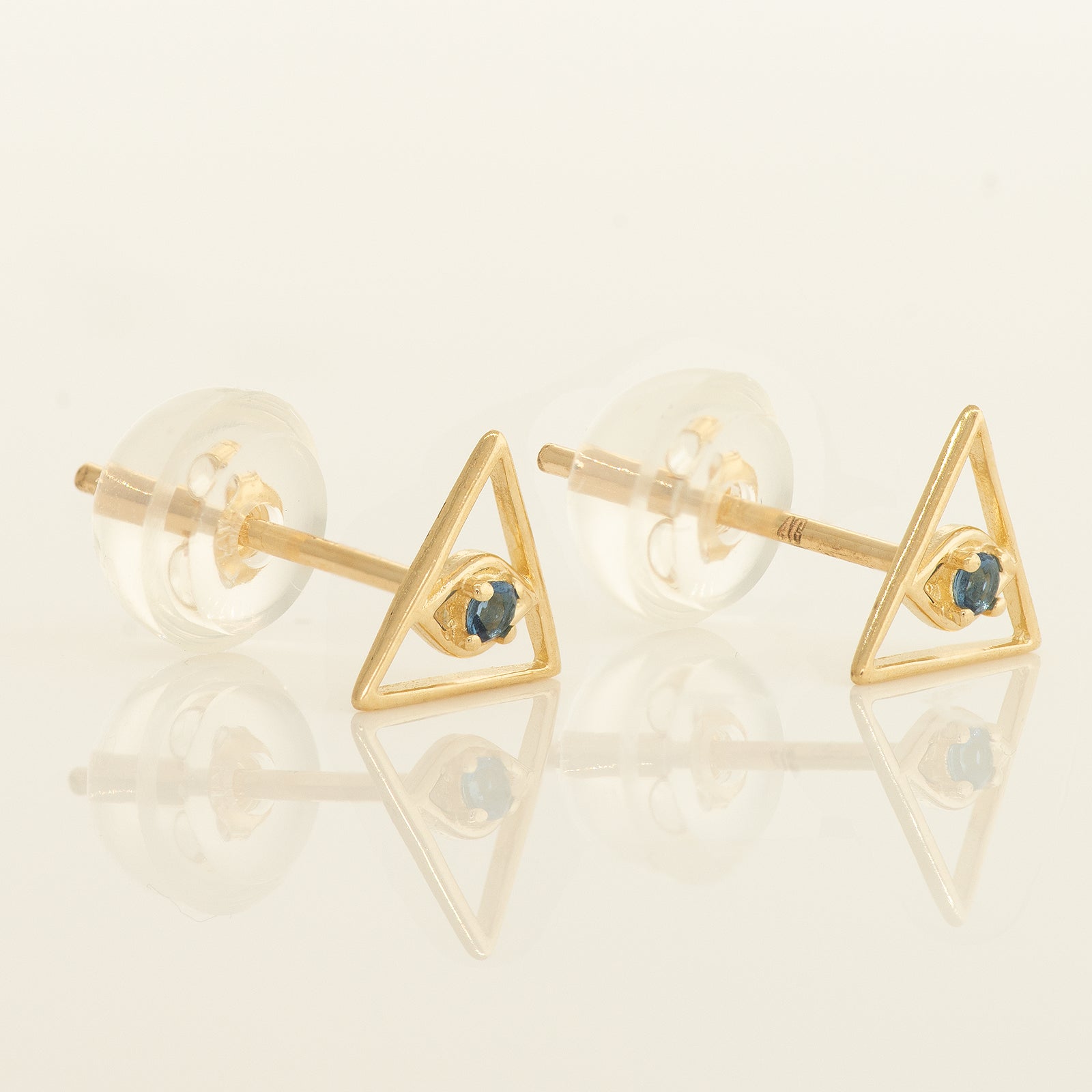 Shop 14K Solid Gold Cubic Zirconia Triangle evil eye Stud Earrings