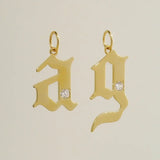 14K Solid Gold Diamond Gothic Initial Pendant – Anygolds