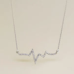 14K Solid Gold Diamond Heart Beat Necklace – Anygolds