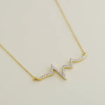 14K Solid Gold Diamond Heart Beat Necklace – Anygolds