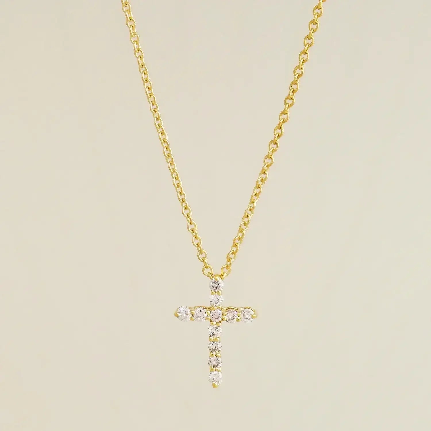 14K Solid Gold Diamond Cross Necklace – Anygolds