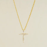 14K Solid Gold Diamond Cross Necklace – Anygolds