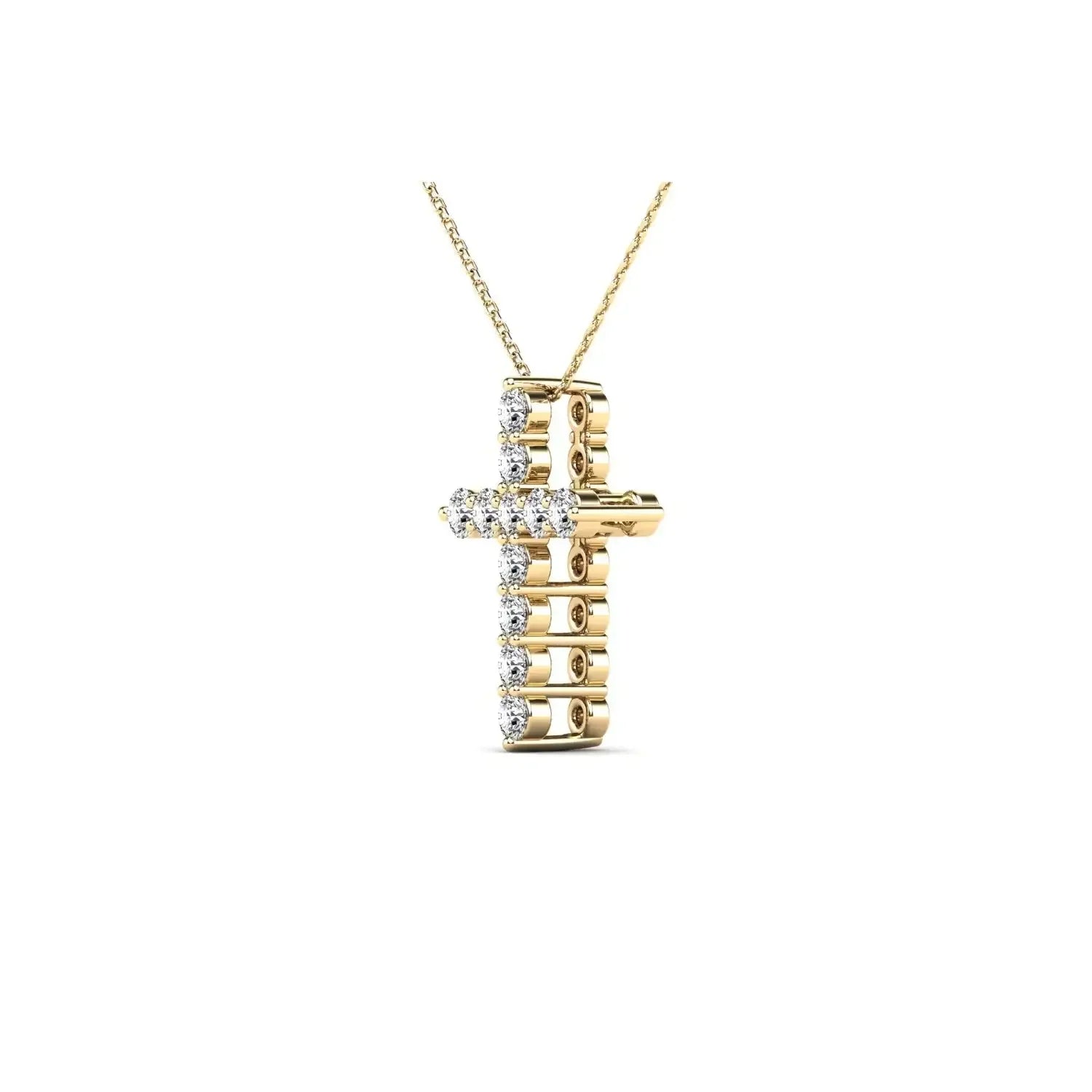 14K Solid Gold Diamond Cross Necklace – Anygolds