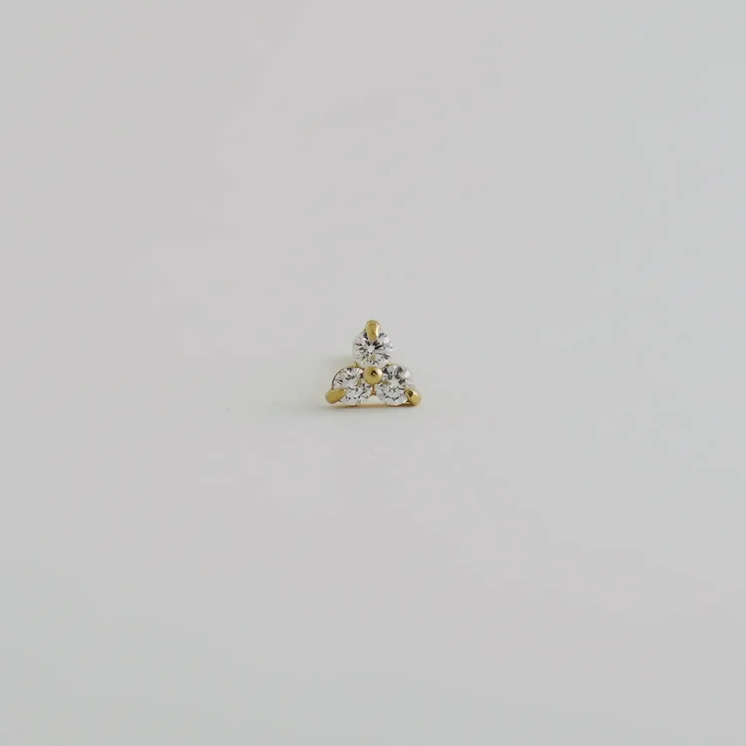 14K Solid Gold Trinity Diamond Nose Bone Stud – Anygolds