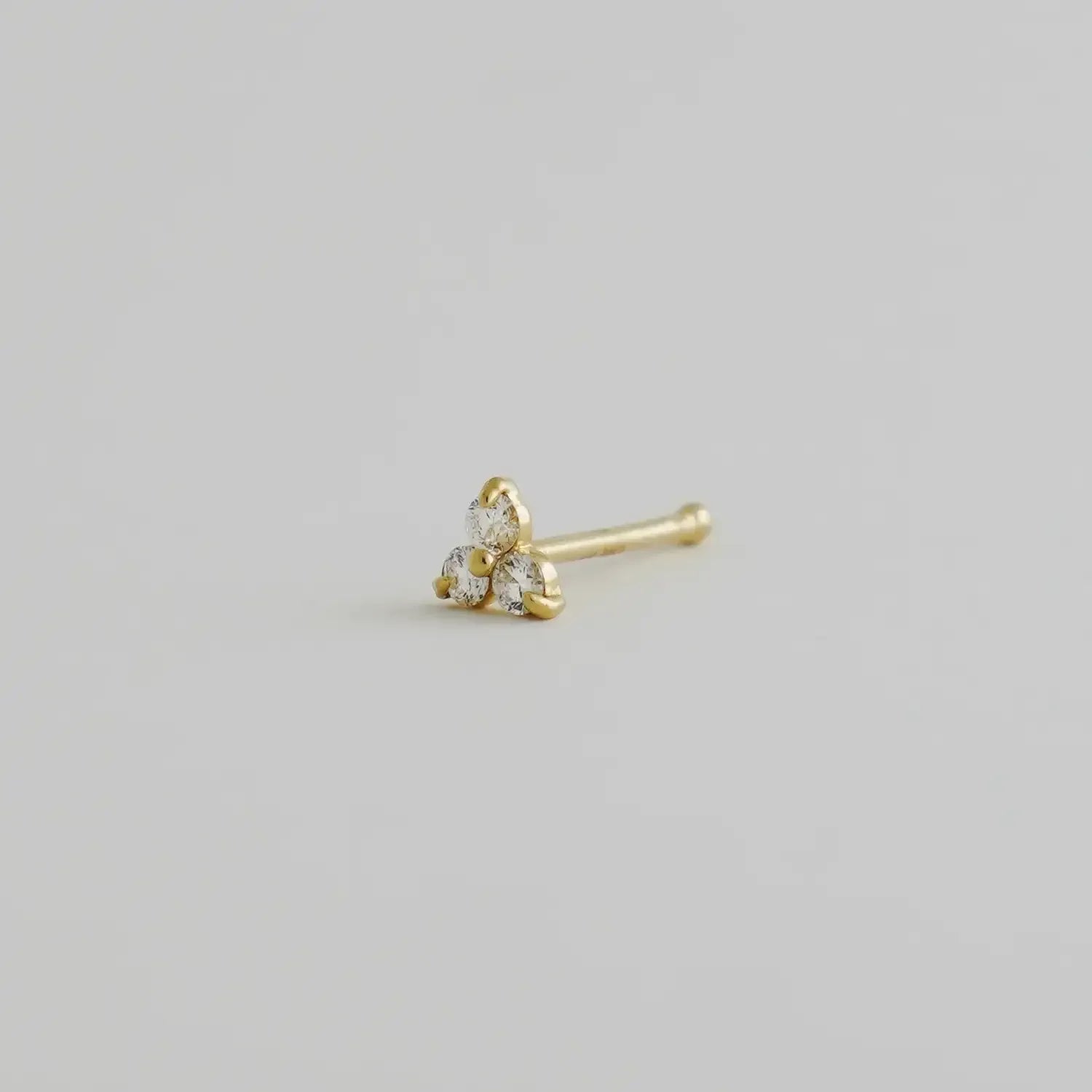 14K Solid Gold Trinity Diamond Nose Bone Stud – Anygolds
