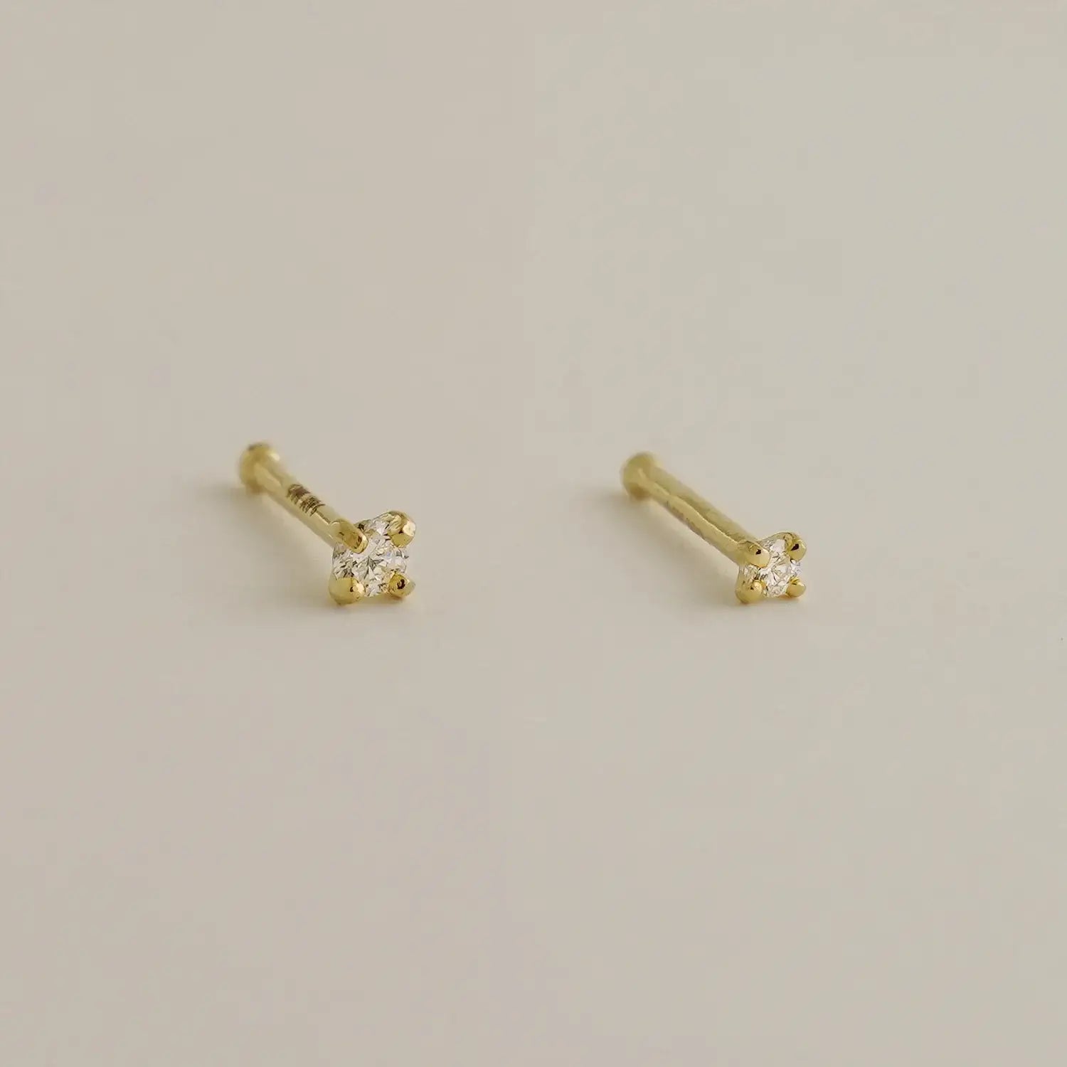 14K Solid Gold Diamond Nose Bone Stud – Anygolds