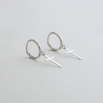 14K Solid Gold Plain Cross Drop Earrings – Anygolds