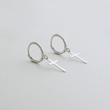 14K Solid Gold Plain Cross Drop Earrings – Anygolds