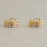 14K Solid Gold Tri-Gold Mini Hoop Earrings – Anygolds