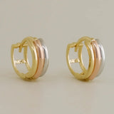 14K Solid Gold Tri-Gold Mini Hoop Earrings – Anygolds
